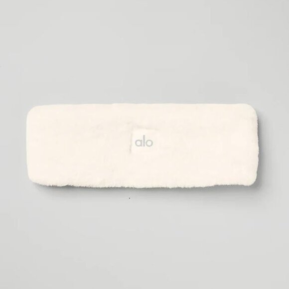 ALO YOGA Women's Faux Fur Ear Warmers In Ivory - Picture 1 of 8